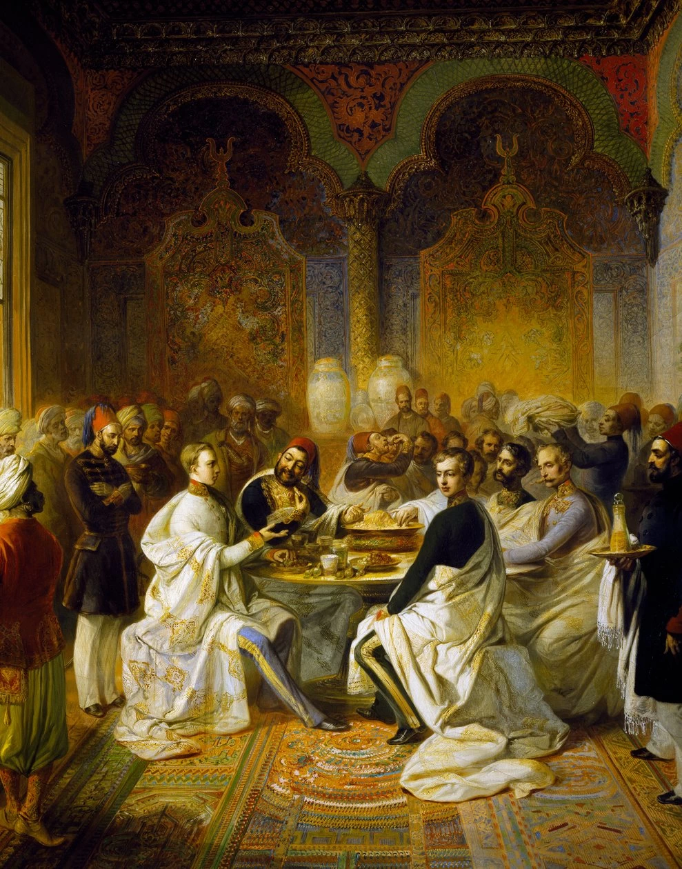 Peter Johann Nepomuk Geiger - Massimiliano d'Asburgo e suo fratello Carlo Ludovico ospiti a un banchetto dato a Smirne da Halim Pasha